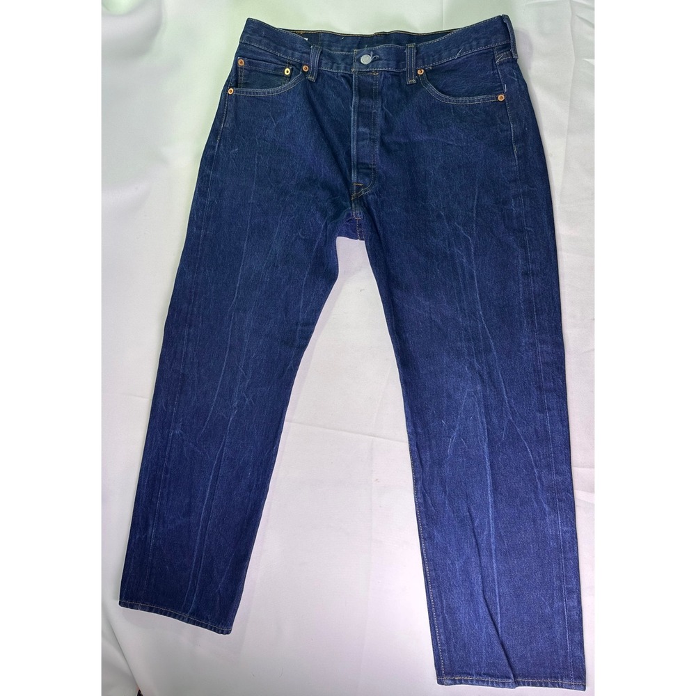 Levi's 501 36 30 Men's Straight Jeans - Dark Indigo Blue